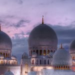 قبب المسجد خلال فترة الغروب